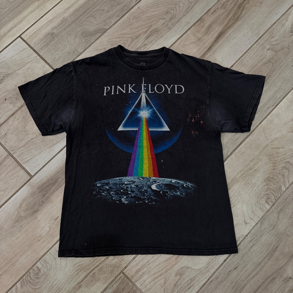 Liquid Blue Pink Floyd Dark Side of the Moon T-Shirt Mens L Black Graphic Rock - Picture 4 of 8